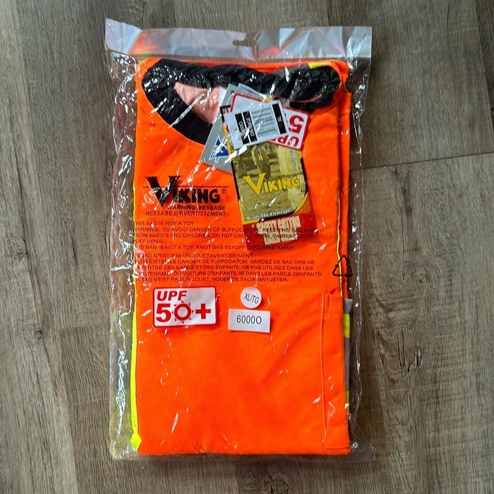 Orange safety shirt for work size XL viking NWT short sleeve tee UPF 50+